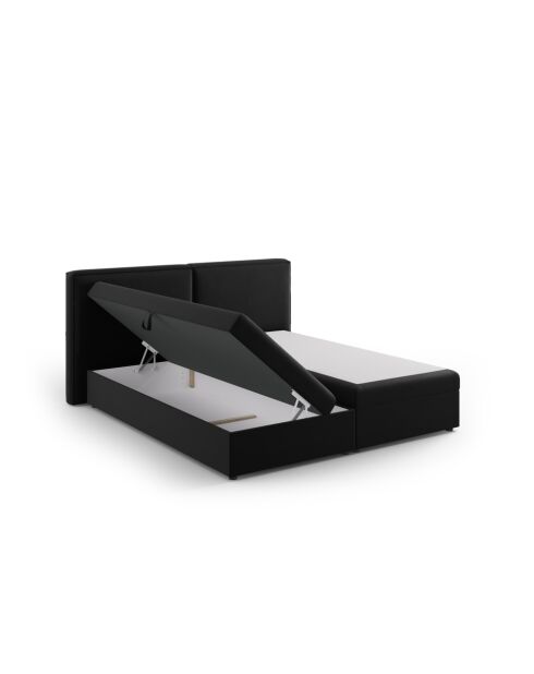 Ensemble boxspring en velours Arendal noir - 210x186x100cm