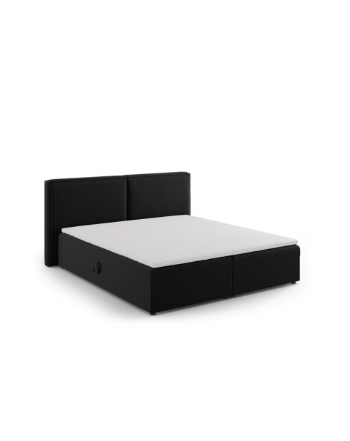 Ensemble boxspring en velours Arendal noir - 210x186x100cm