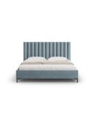 Apollo lichtblauw kofferbed met fluwelen hoofdeinde - 220x150x130cm