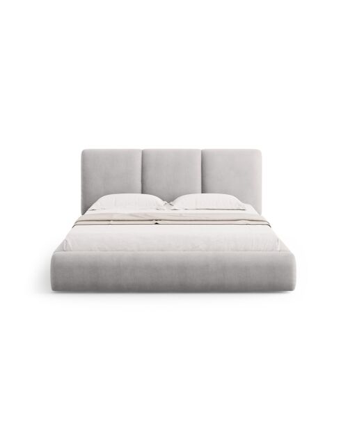 Brustbett mit Chenille-Kopfteil Bona hellgrau - 220x180x100cm