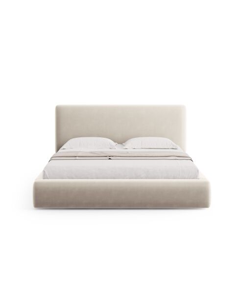 Colonel lichtbeige kofferbed met fluwelen hoofdeinde - 220x160x100cm