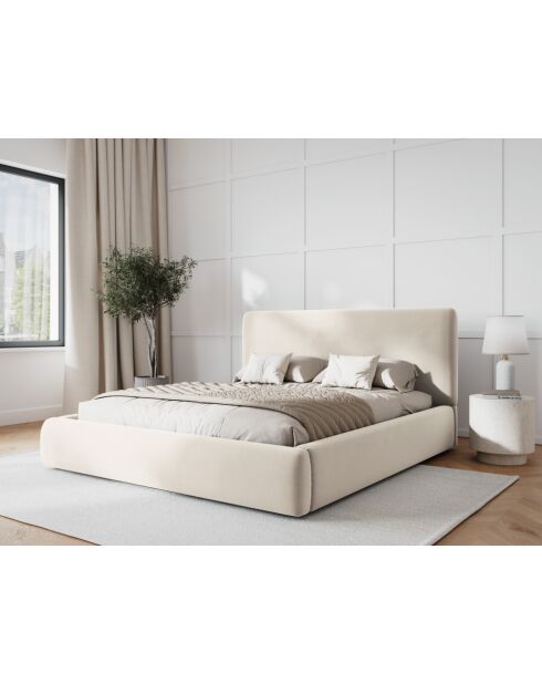 Colonel lichtbeige kofferbed met fluwelen hoofdeinde - 220x160x100cm