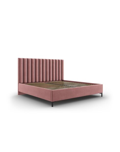 Apollo roze kofferbed met fluwelen hoofdeinde - 220x150x130cm