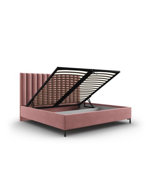 Apollo roze kofferbed met fluwelen hoofdeinde - 220x150x130cm