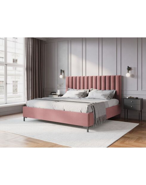 Apollo roze kofferbed met fluwelen hoofdeinde - 220x150x130cm