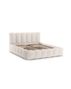 Kofferbed met hoofdeinde in lichtbeige structuurstof Senna - 226x226x95cm