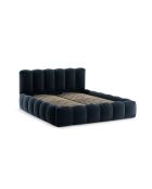 Borstbed met donkerblauw Senna tweepersoons fluwelen hoofdeinde - 226x226x95cm