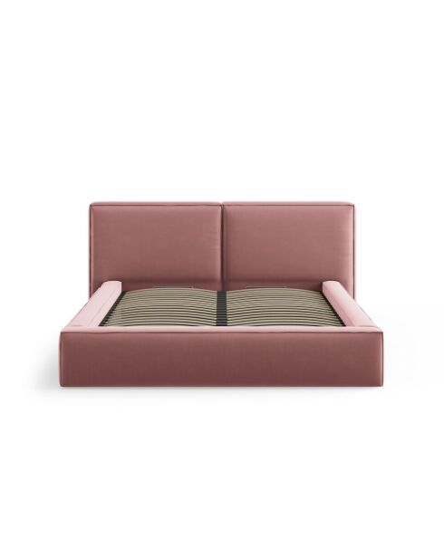 Lit Coffre Avec Tête de Lit en tissu structurel Double Arendal rose - 228x214x97.5cm
