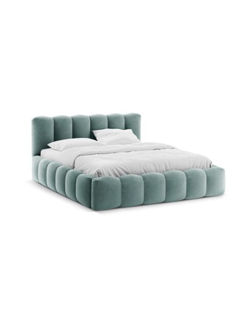 Bedbank met fluwelen hoofdeinde Tweepersoons Senna mint - 226x206x95cm