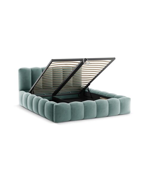 Bedbank met fluwelen hoofdeinde Tweepersoons Senna mint - 226x206x95cm