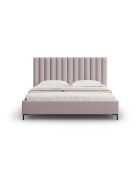 Lit Coffre Avec Tête de Lit en tissu structurel Apollo rose - 220x210x130cm
