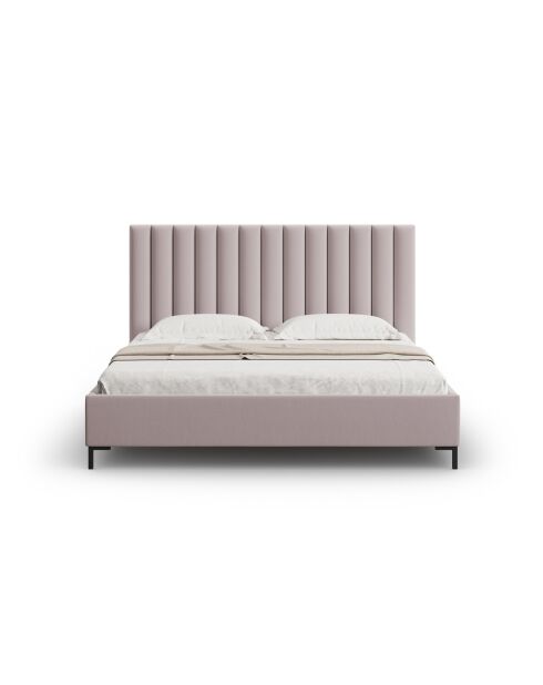 Lit Coffre Avec Tête de Lit en tissu structurel Apollo rose - 220x210x130cm