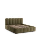Cama tipo baúl con cabecero en tejido estructural Senna verde, 226 x 206 x 95 cm