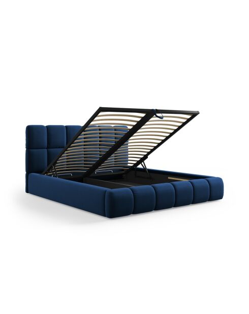 Lit Coffre Avec Tête de Lit en velours Sorrel bleu roi - 220x160x100cm