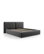 Kommode mit Samtkopfteil für Doppelbett Arendal grau — 228 x 214 x 97,5 cm