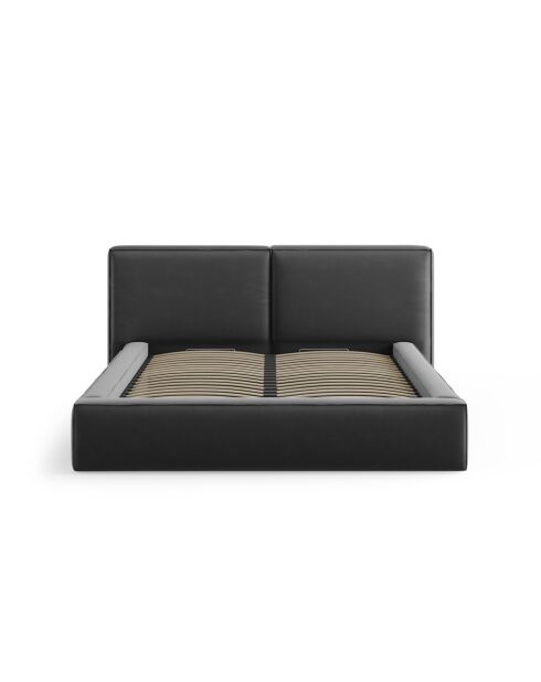 Bedkast met fluwelen hoofdeinde tweepersoons Arendal grijs - 228x214x97,5cm