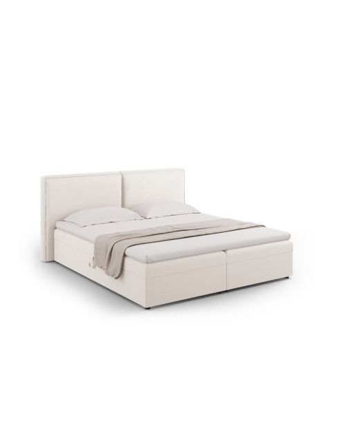 Arendal boxspringset in structuurstof lichtbeige - 210x166x100cm
