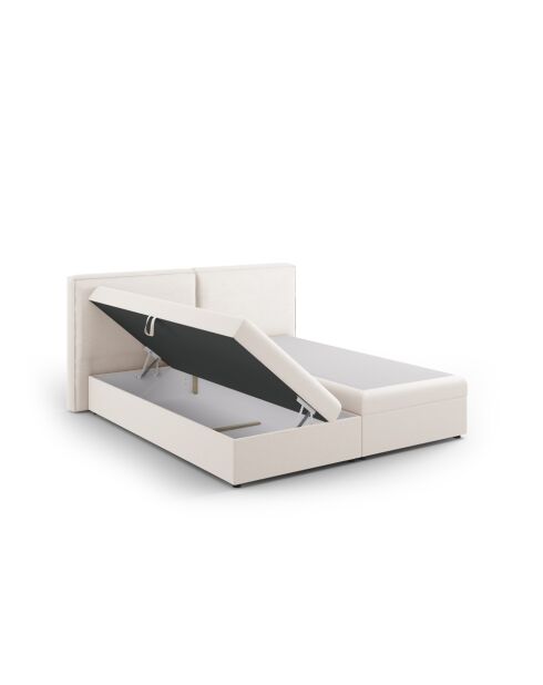 Arendal boxspringset in structuurstof lichtbeige - 210x166x100cm
