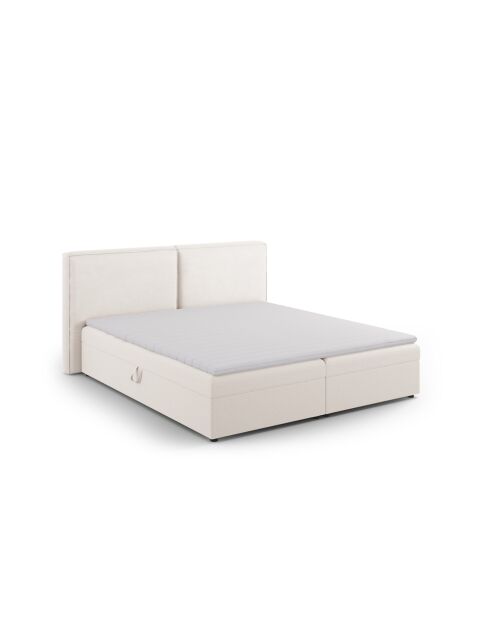 Arendal boxspringset in structuurstof lichtbeige - 210x166x100cm