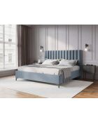 Apollo lichtblauw kofferbed met fluwelen hoofdeinde - 220x190x130cm