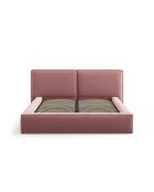 Arendal roze tweepersoons fluwelen bed met fluwelen hoofdeinde - 228x194x97,5cm