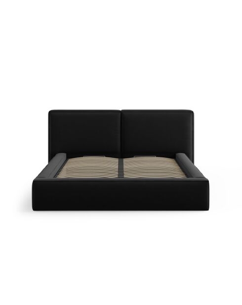 Arendal zwart tweepersoons fluwelen bed met fluwelen hoofdeinde - 228x214x97,5cm