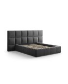 Lit Coffre Avec Tête de Lit en velours Double Isa gris - 230x250x125cm