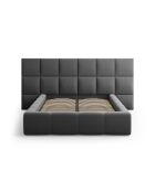Lit Coffre Avec Tête de Lit en velours Double Isa gris - 230x250x125cm