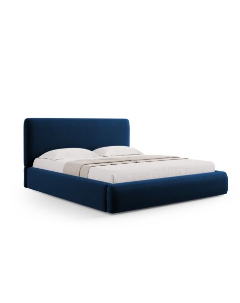 Cama tipo baúl Colonel Royal azul con cabecero de terciopelo, 220 x 180 x 100 cm