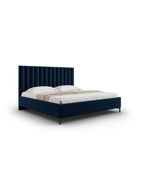Cama tipo baúl Apollo Royal Blue con cabecero de terciopelo, 220 x 150 x 130 cm