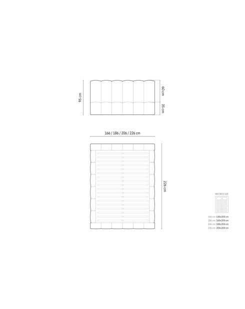 Brustbett mit Chenille-Kopfteil Senna Platinum — 226 x 226 x 95 cm