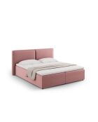 Ensemble boxspring en velours Arendal rose - 210x206x100cm