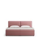 Ensemble boxspring en velours Arendal rose - 210x206x100cm