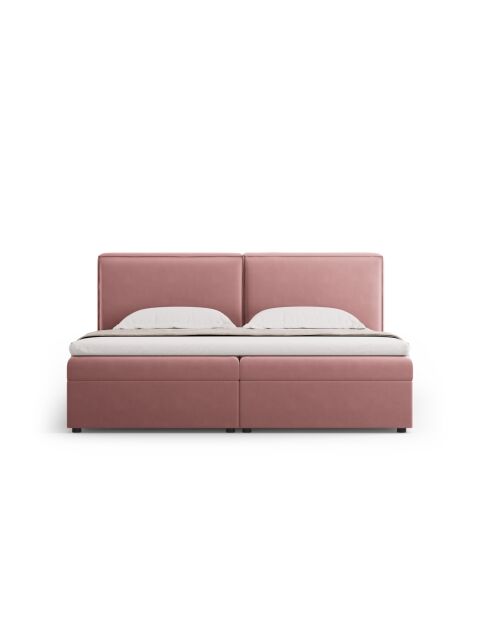 Ensemble boxspring en velours Arendal rose - 210x206x100cm