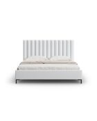 Apollo Kofferbed met hoofdeinde in koude lichtgrijze structuurstof - 220x150x130cm