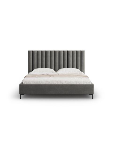 Lit Coffre Avec Tête de Lit en velours Apollo gris clair - 220x170x130cm