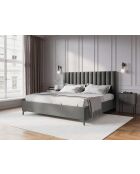 Lit Coffre Avec Tête de Lit en velours Apollo gris clair - 220x170x130cm