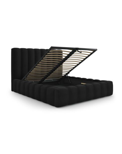 Brustbett mit Samtkopfteil Gina schwarz - 230x165x125cm