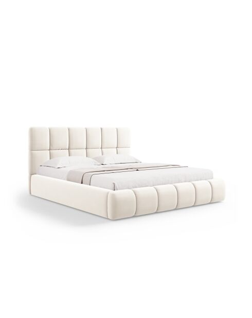 Lichtbeige boxerbed Sorrel met fluwelen hoofdeinde - 220x200x100cm