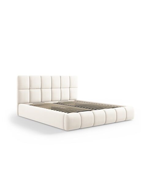 Lichtbeige boxerbed Sorrel met fluwelen hoofdeinde - 220x200x100cm