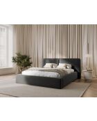 Arendal Lichtgrijs tweepersoons fluwelen bed met fluwelen hoofdeinde - 228x194x97,5cm