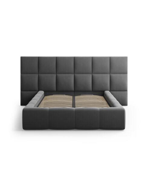 Safe Bed met fluwelen hoofdeinde Tweepersoons Isa grijs - 230x300x125cm