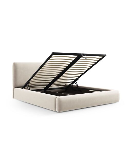 Colonel lichtbeige kofferbed met fluwelen hoofdeinde - 220x220x100cm