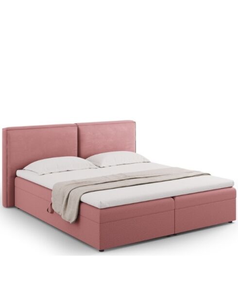 Arendal boxspringset roze structuurstof - 210x166x100cm