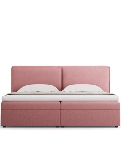 Arendal boxspringset roze structuurstof - 210x166x100cm