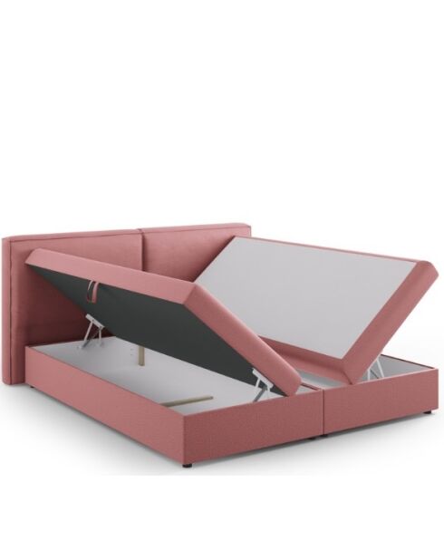 Arendal boxspringset roze structuurstof - 210x166x100cm