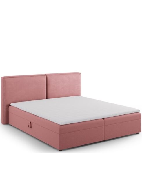 Arendal boxspringset roze structuurstof - 210x166x100cm