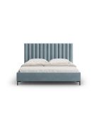 Apollo lichtblauw kofferbed met fluwelen hoofdeinde - 220x210x130cm