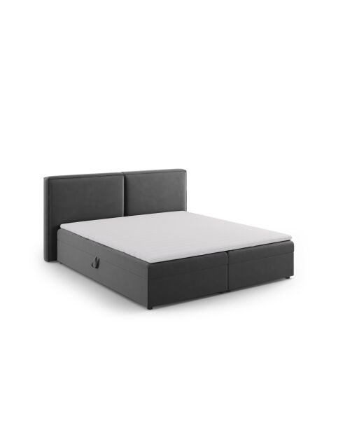 Ensemble boxspring en velours Arendal gris - 210x206x100cm