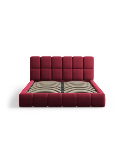 Schlafcouch mit Kopfteil aus rotem Sauerampfer-Samt, 220 x 180 x 100 cm